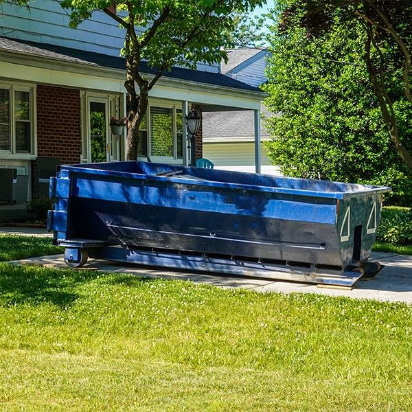 residential dumpsters can be placed on a driveway or lawn, but safety measures ought to be taken to avoid damage to the property